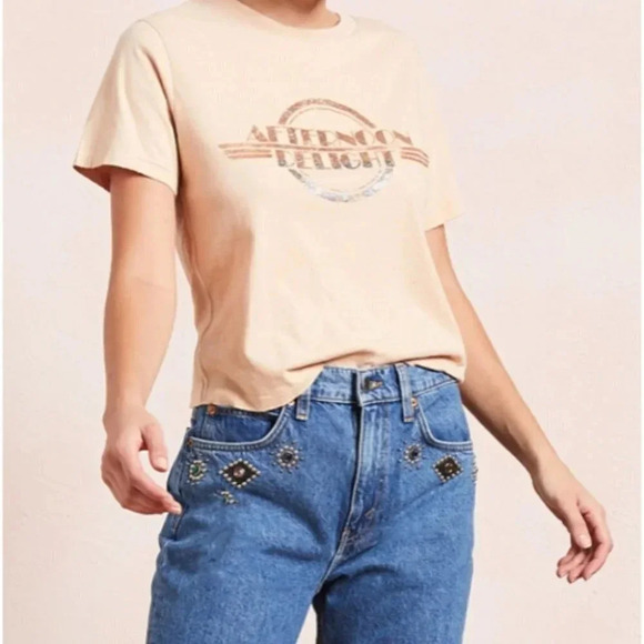 The Westside Shirt Womens Small Boxy Cotton Glitter Graphic 80s 70s Boho - Picture 2 of 6